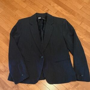 Zara Black Blazer with White Microdot Pattern
